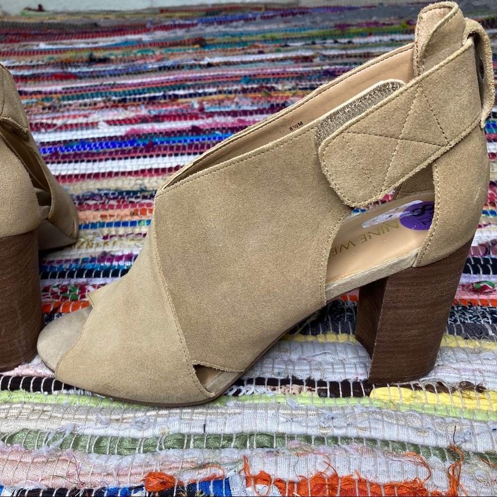Nine West Booties Open Toe Leather Size 8.5